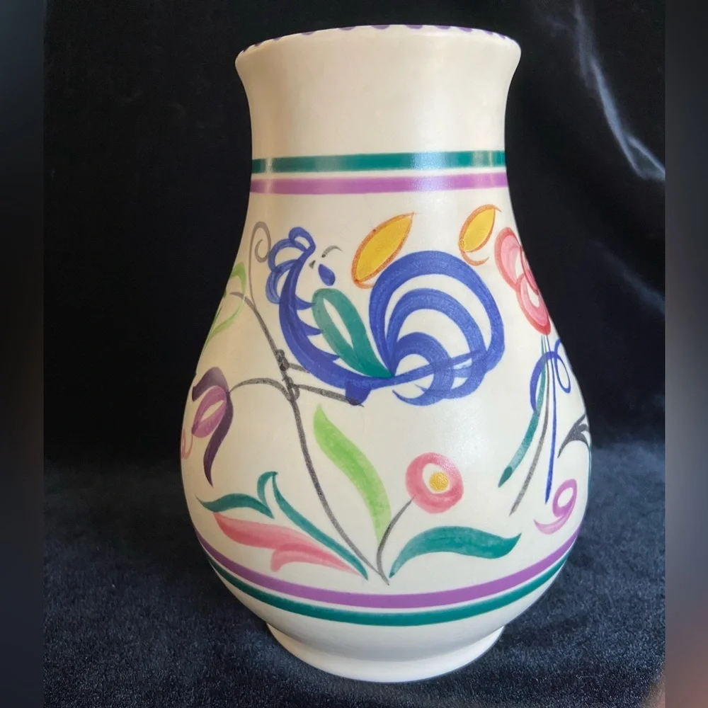 Vintage POOLE Pottery Vase LE pattern 1967-1972 Truda Carter design Handpainted